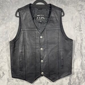 FMC by First Manufacturing Co Inc Mens Black Leather Vest Motorcycle Biker XXL